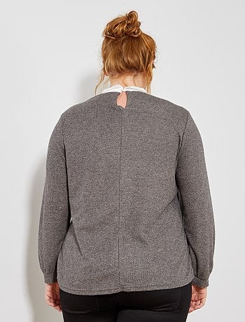 T-shirt com mangas de balão e gola claudine - Kiabi