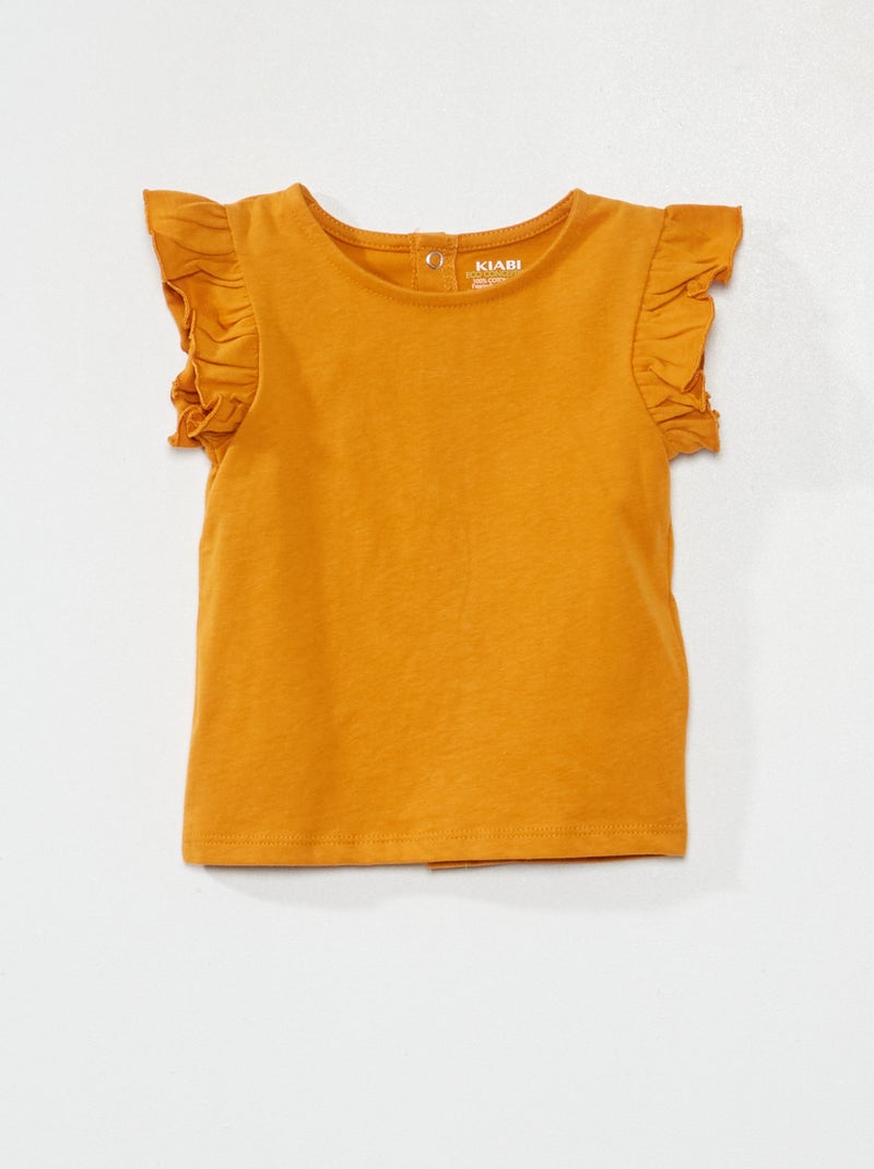 T-shirt com mangas de folhos AMARELO - Kiabi