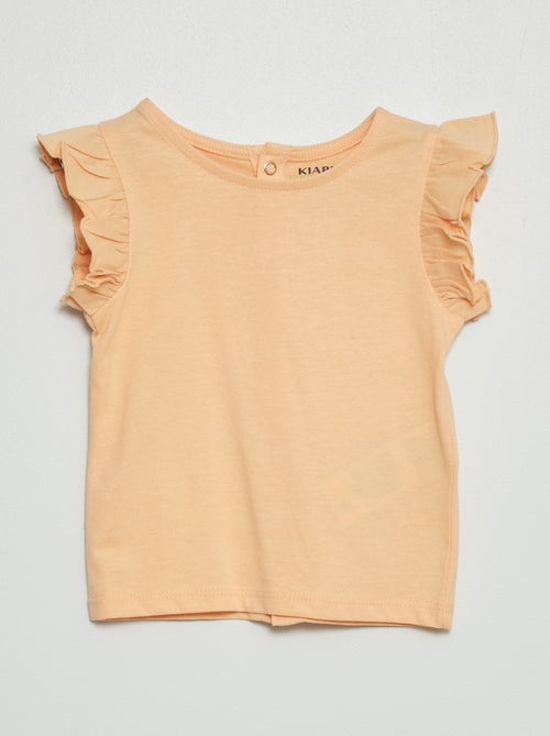T-shirt com mangas de folhos - Kiabi