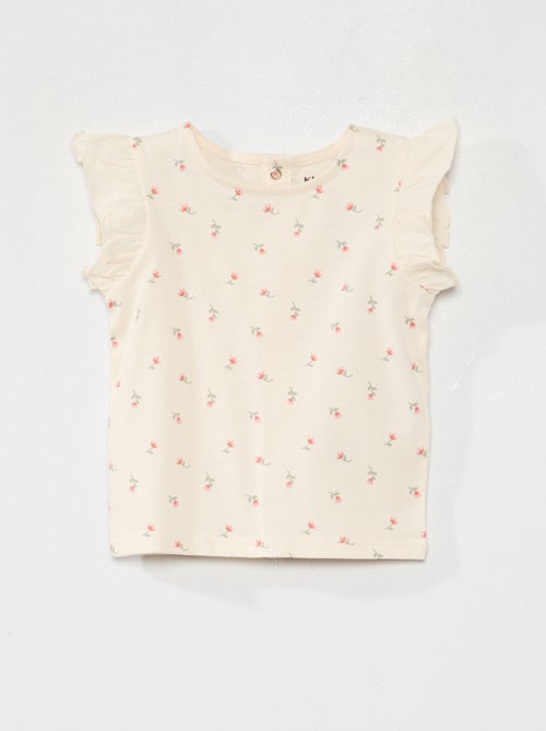 T-shirt com mangas de folhos - Kiabi