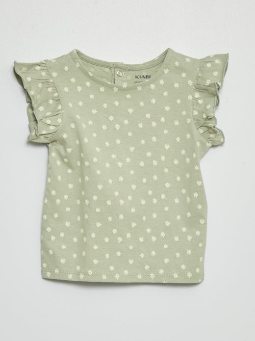 T-shirt com mangas de folhos - Kiabi