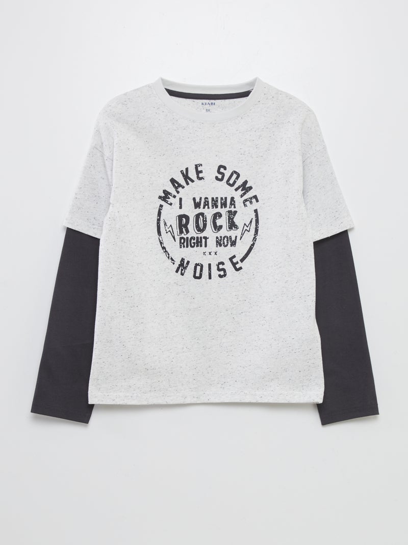 T-shirt com mangas duplas em jersey BEGE - Kiabi
