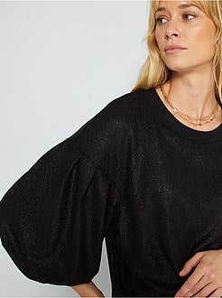 T-shirt com mangas em balão em malha brilhante - Kiabi