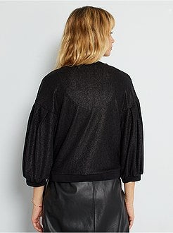 T-shirt com mangas em balão em malha brilhante - Kiabi