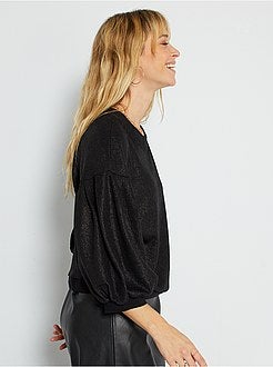 T-shirt com mangas em balão em malha brilhante - Kiabi