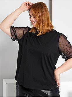 T-shirt com mangas em tule - Kiabi