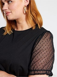 T-shirt com mangas em tule - Kiabi