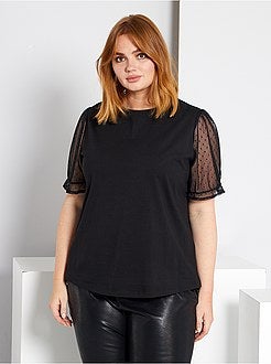 T-shirt com mangas em tule - Kiabi