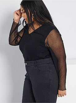 T-shirt com mangas em voile - Kiabi