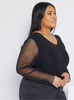 T-shirt com mangas em voile - Kiabi