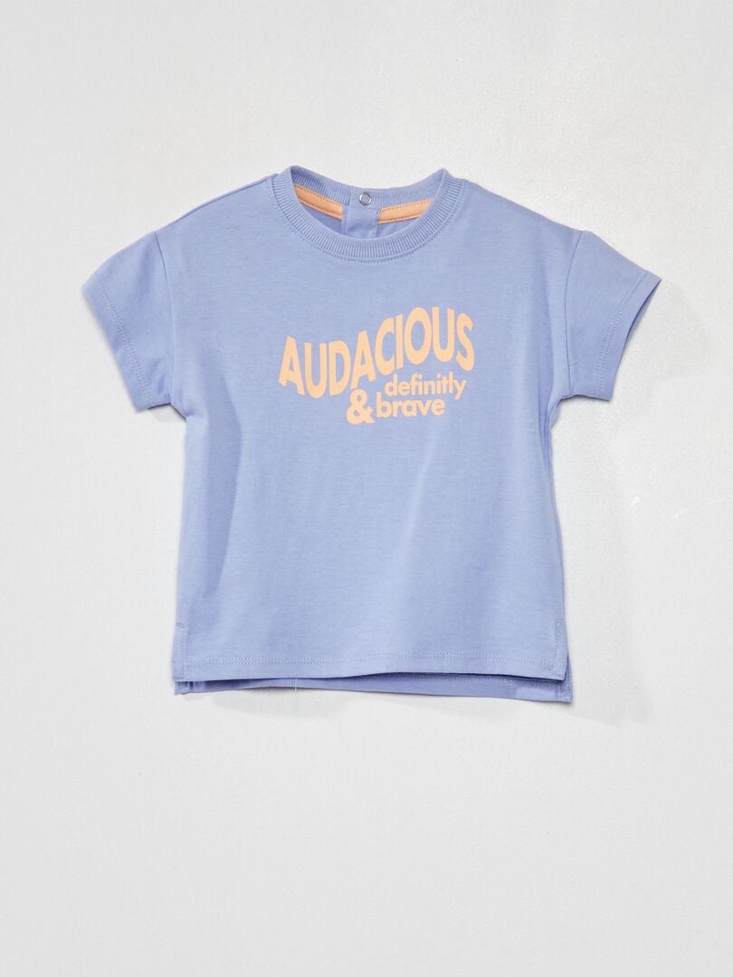 T-shirt com mensagem 'audacious' AZUL - Kiabi