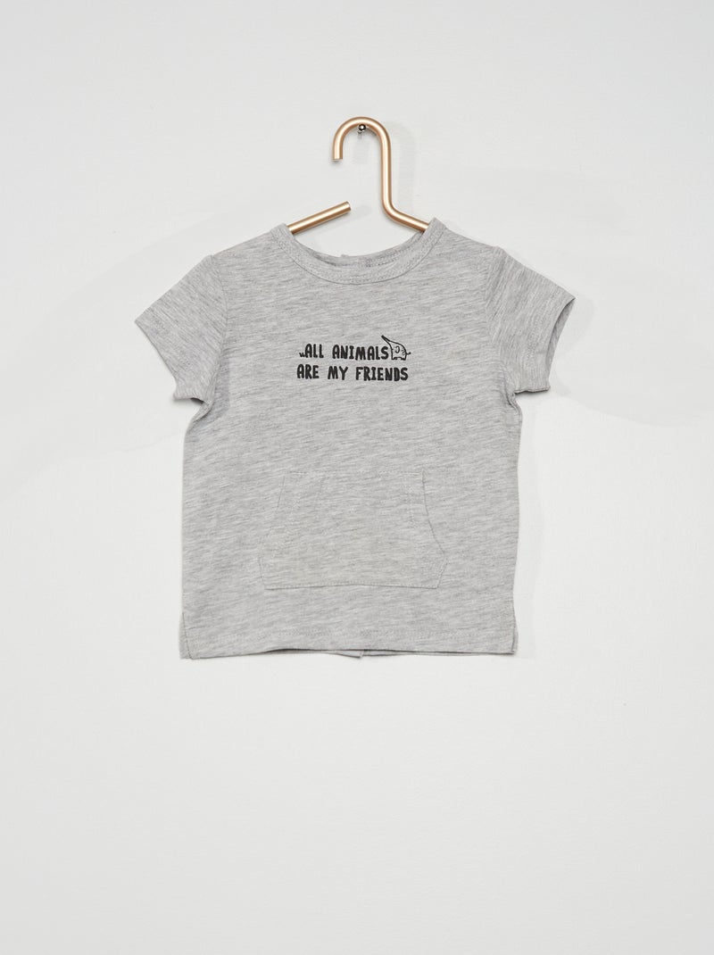 T-shirt com mensagem CINZA - Kiabi