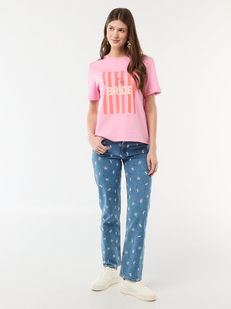 T-shirt com mensagem EVJF Rosa - Kiabi