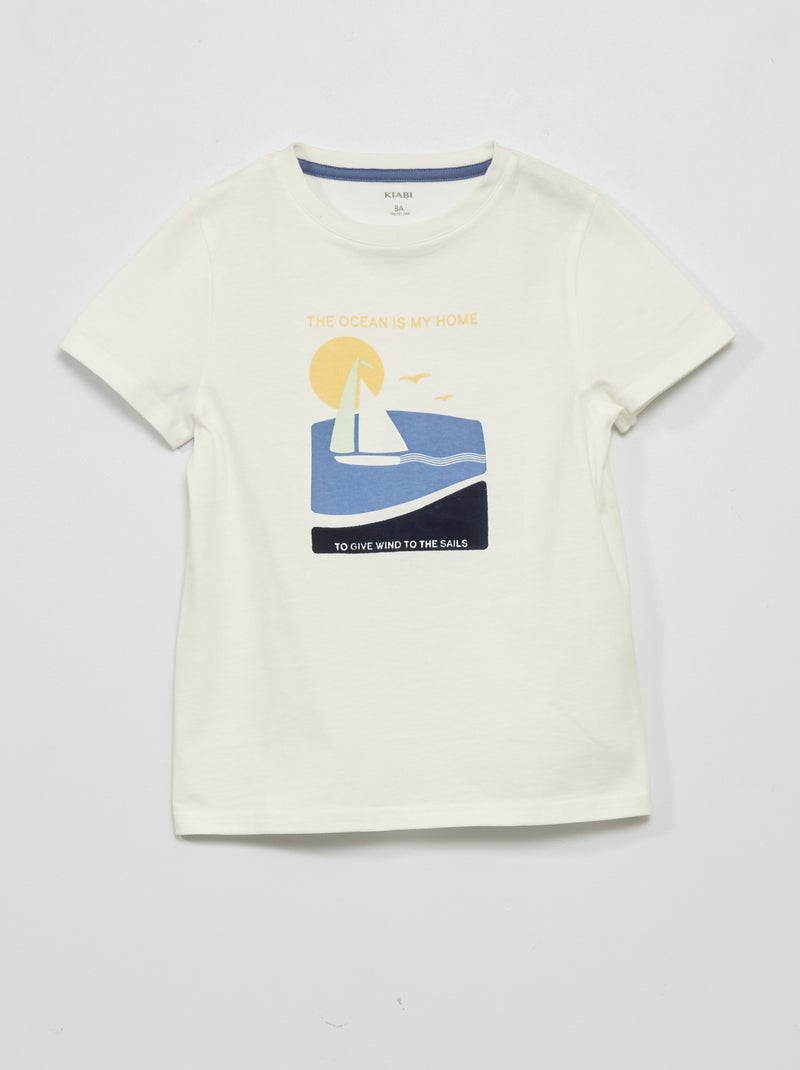 T-shirt com mensagem 'the ocean is my home' BEGE - Kiabi
