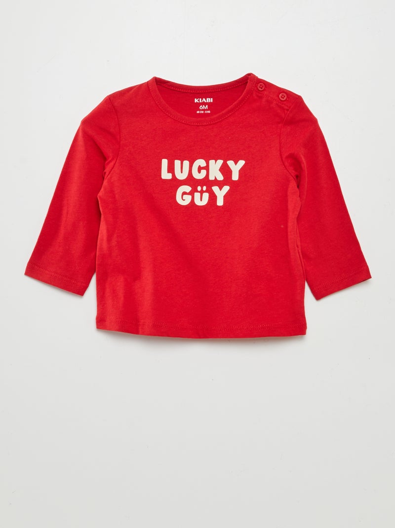 T-shirt com mensagem VERMELHO - Kiabi