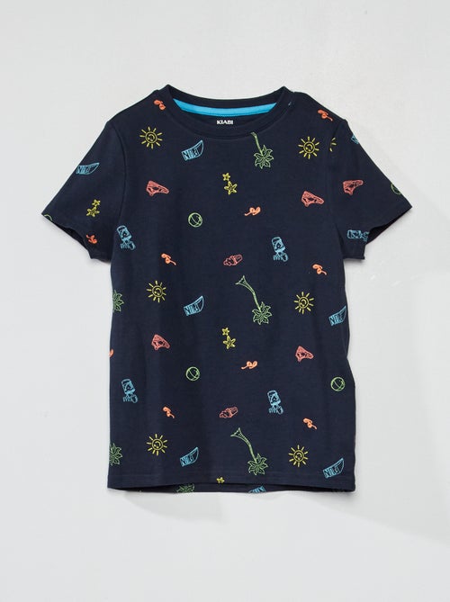 T-shirt com motivo em puro algodão - Kiabi