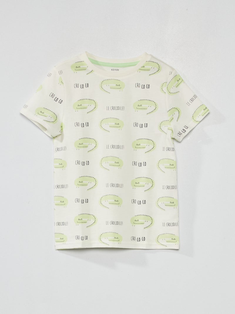 T-shirt com motivo em puro algodão BRANCO - Kiabi