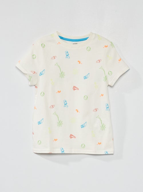 T-shirt com motivo em puro algodão - Kiabi