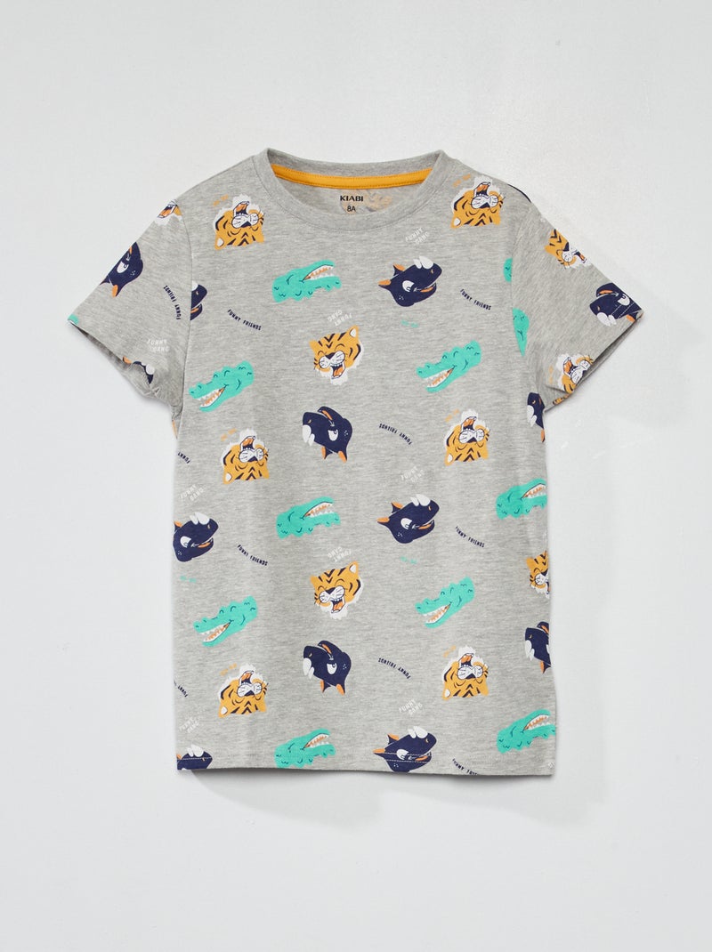 T-shirt com motivo em puro algodão CINZA - Kiabi