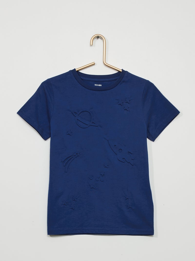T-shirt com motivo 'espaço' em relevo Azul - Kiabi