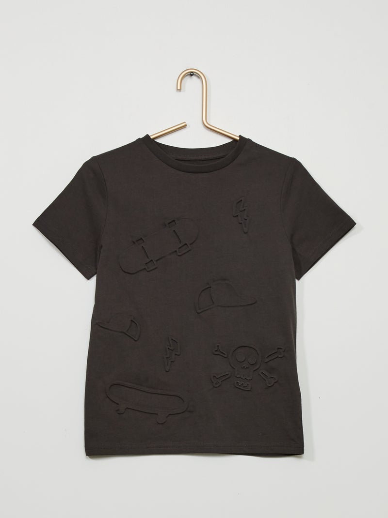T-shirt com motivo 'skate' em relevo Cinza Escuro - Kiabi