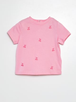 T-shirt com motivos bordados