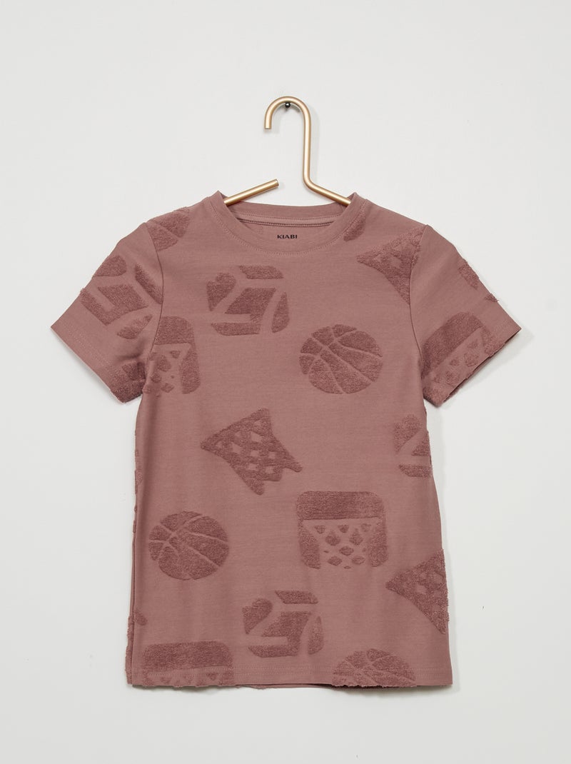 T-shirt com motivos em malha borboto ROSA - Kiabi