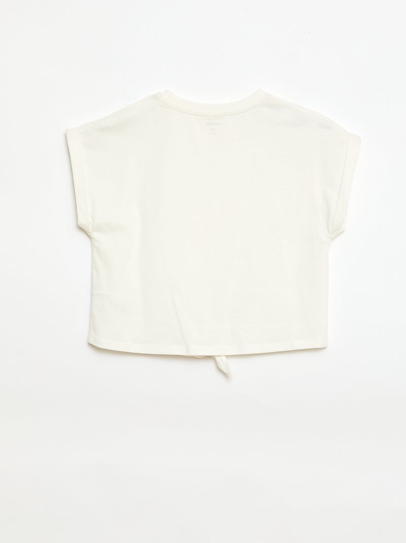 T-shirt com nó na cintura Branco - Kiabi