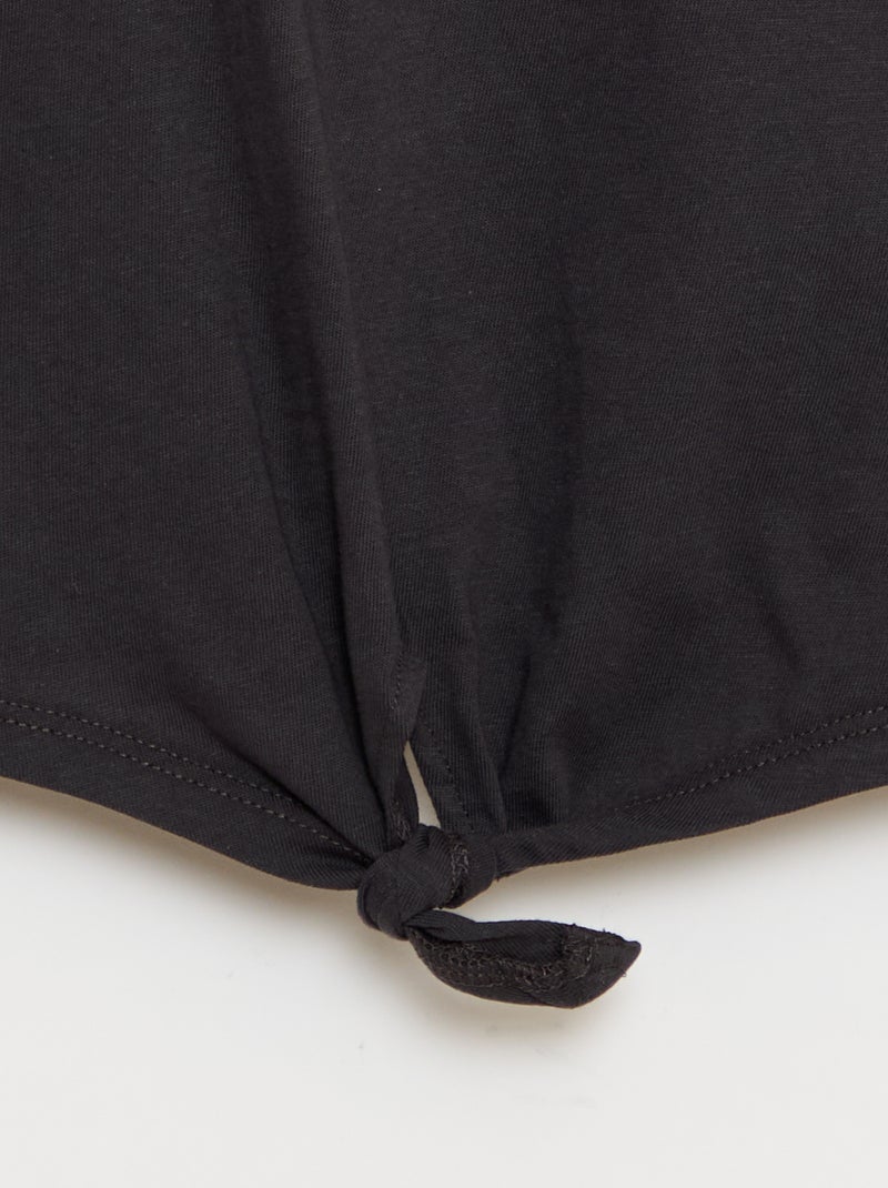 T-shirt com nó na cintura Preto - Kiabi