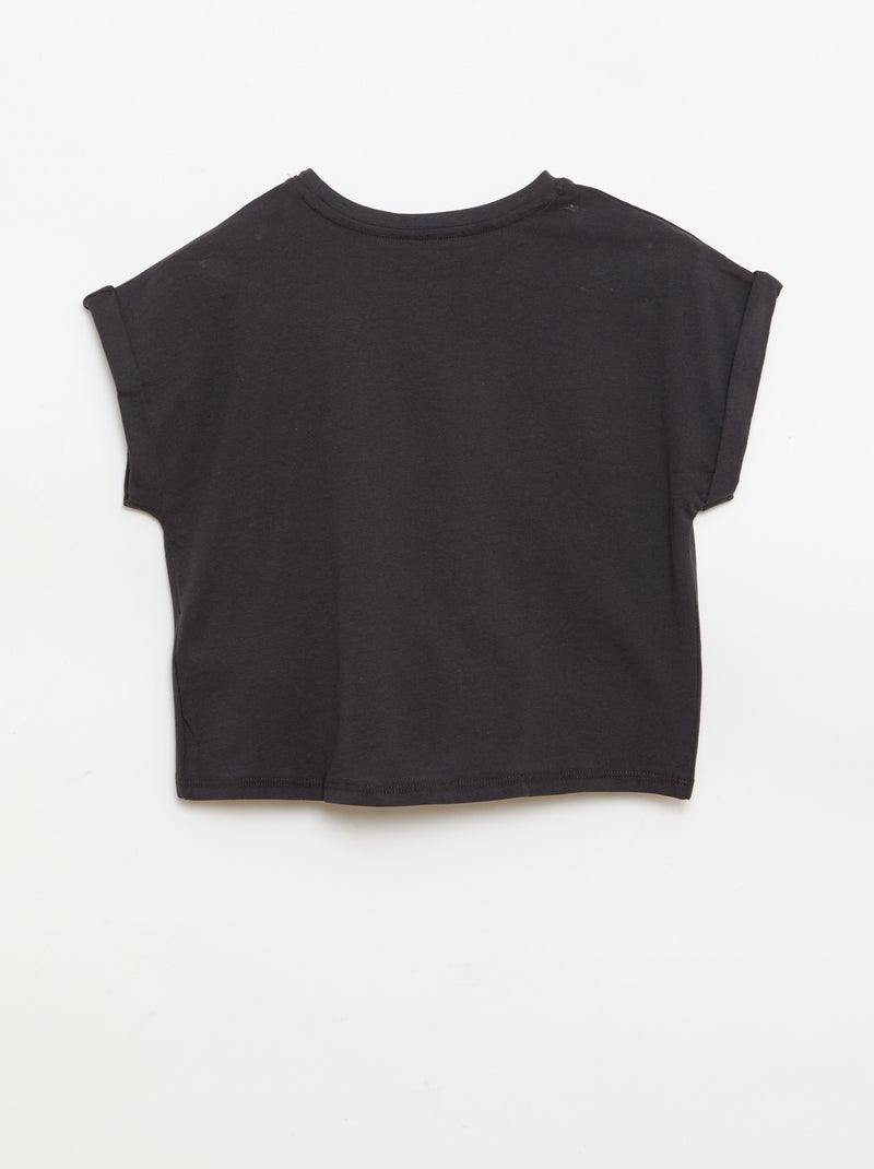 T-shirt com nó na cintura Preto - Kiabi