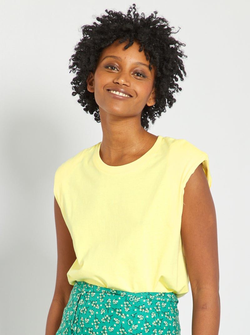 T-shirt com ombreiras AMARELO - Kiabi