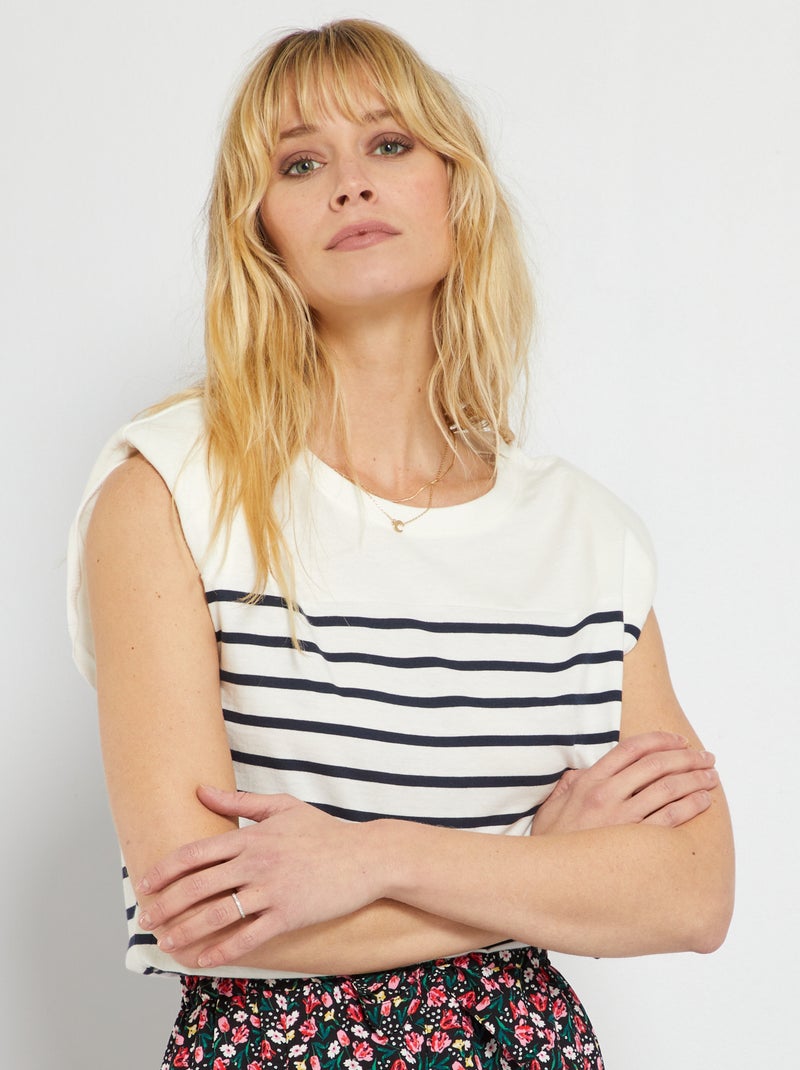 T-shirt com ombreiras AZUL - Kiabi