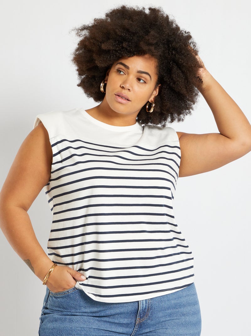 T-shirt com ombreiras AZUL - Kiabi