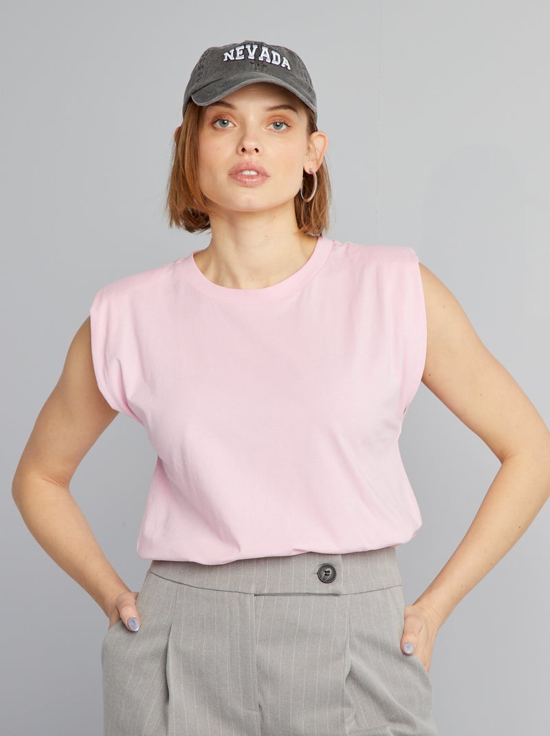 T-shirt com ombreiras Rosa - Kiabi