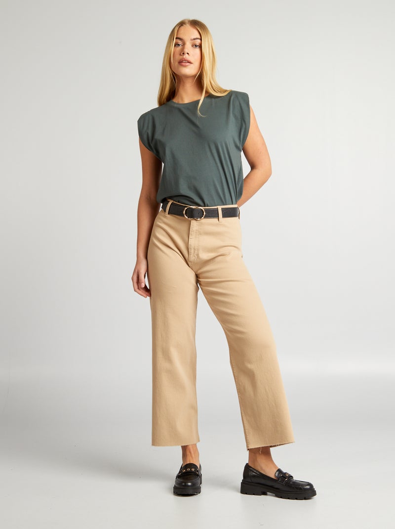 T-shirt com ombreiras VERDE - Kiabi