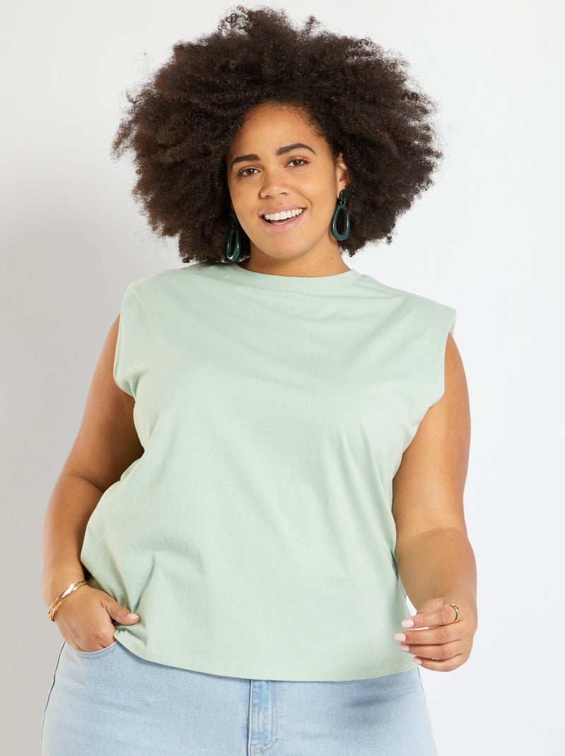 T-shirt com ombreiras VERDE - Kiabi