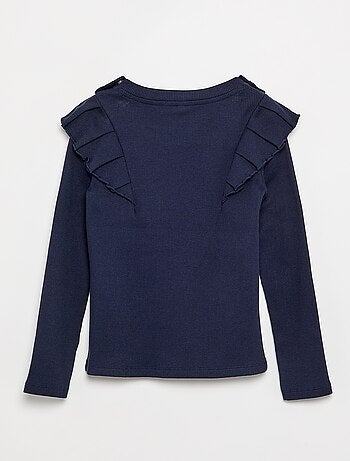 T-shirt com ombros com folhos - coleção fácil de vestir