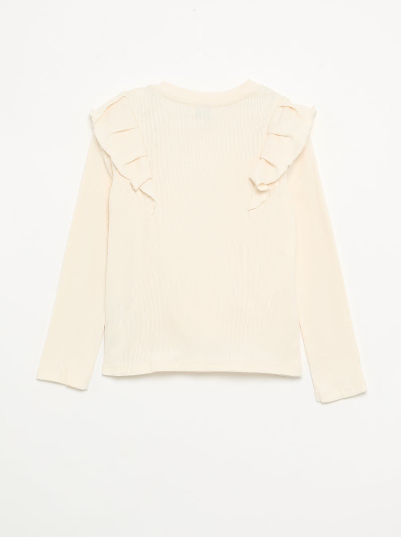 T-shirt com ombros com folhos - coleção fácil de vestir Branco - Kiabi