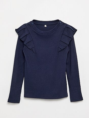 T-shirt com ombros com folhos - coleção fácil de vestir