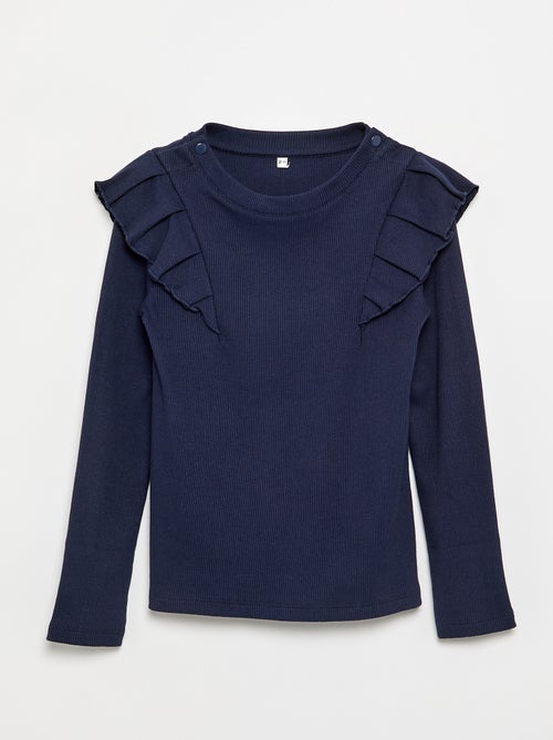 T-shirt com ombros com folhos - coleção fácil de vestir - Kiabi