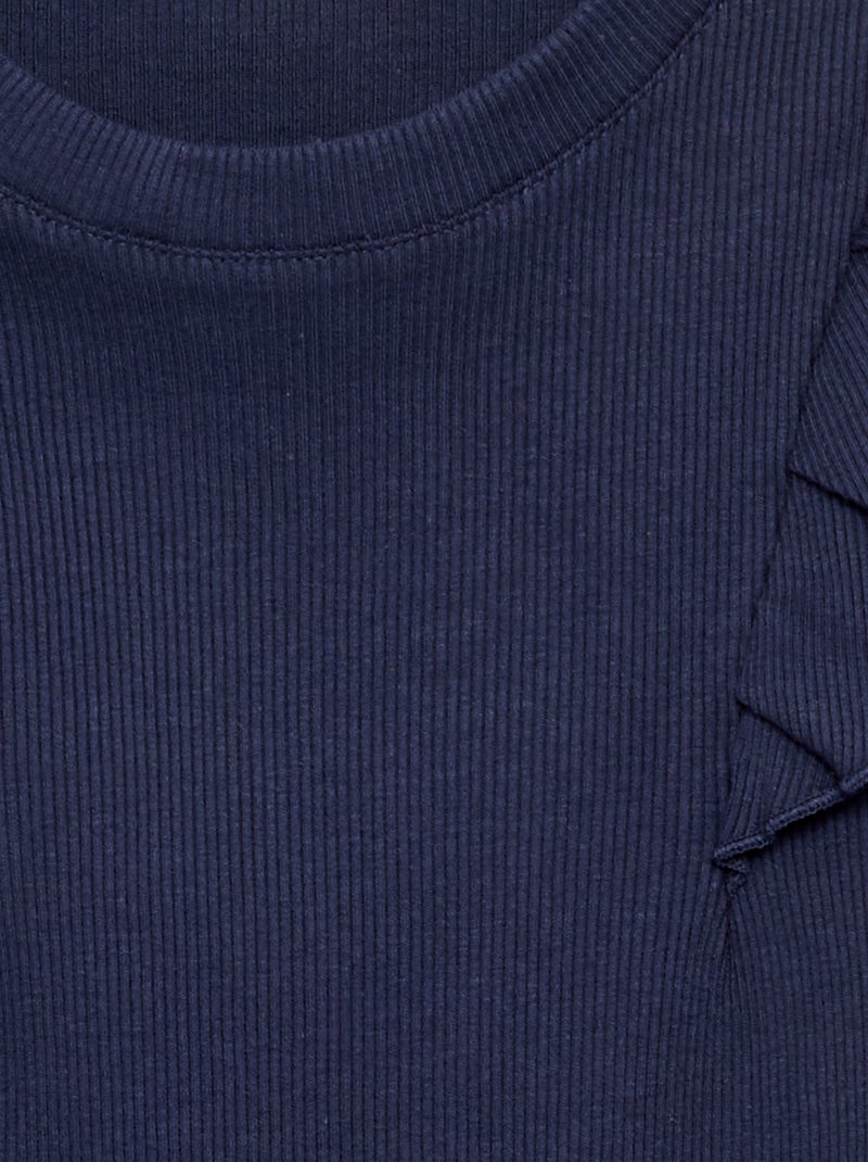 T-shirt com ombros com folhos - coleção fácil de vestir Preto - Kiabi