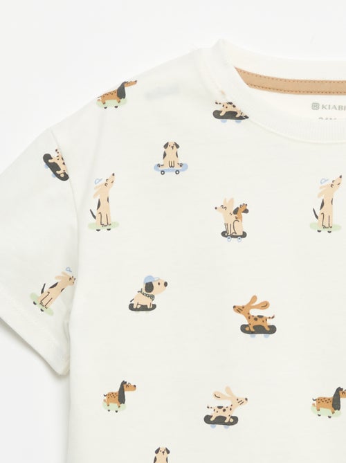 T-shirt com padrão e de manga curta - Kiabi