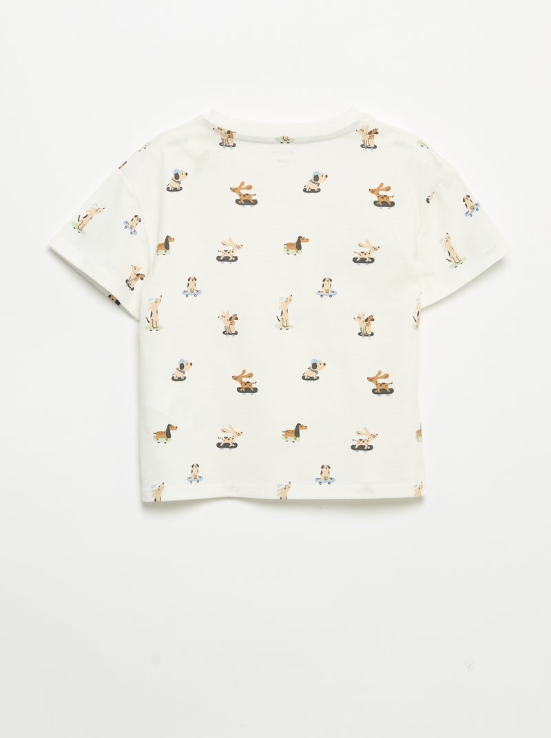 T-shirt com padrão e de manga curta Branco - Kiabi