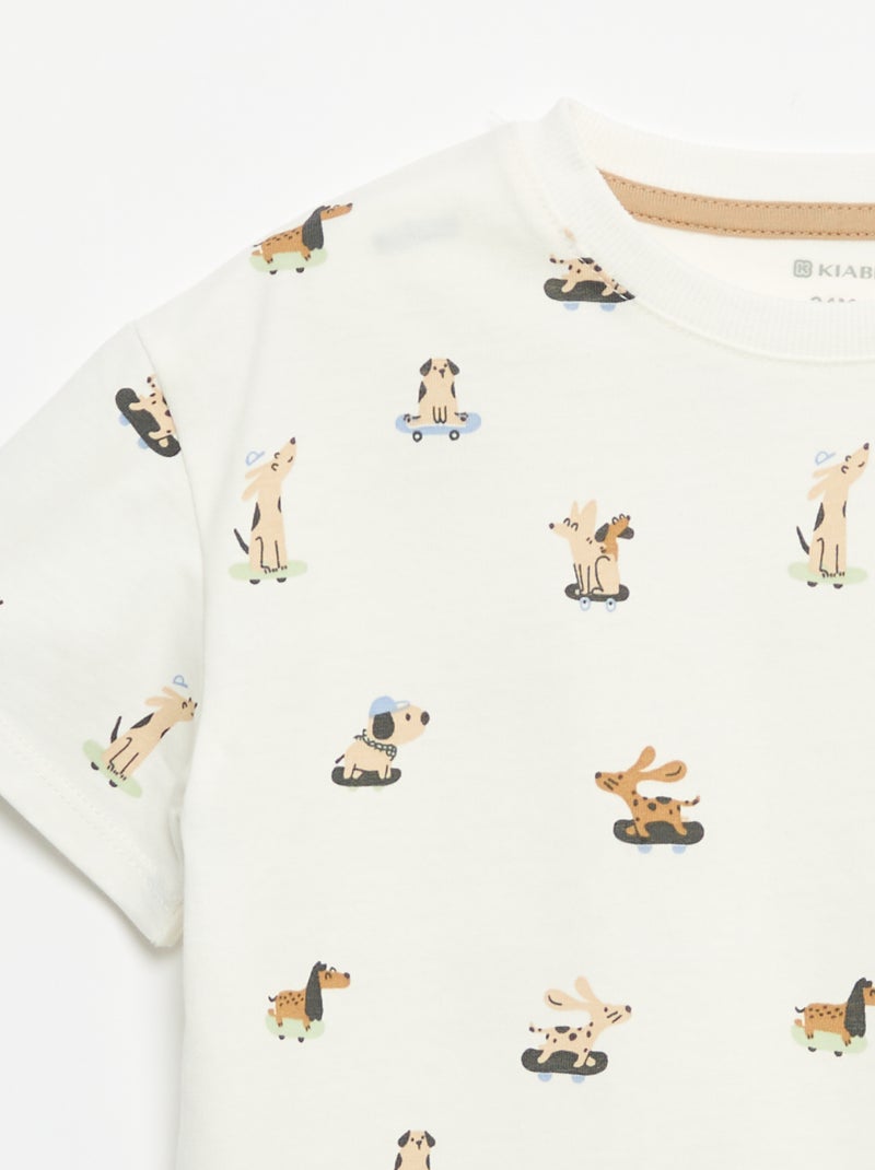 T-shirt com padrão e de manga curta Branco - Kiabi