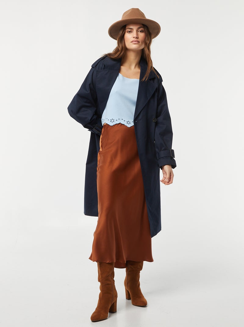 T-shirt com parte debaixo bordada AZUL - Kiabi