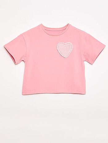 T-shirt com patch vichy