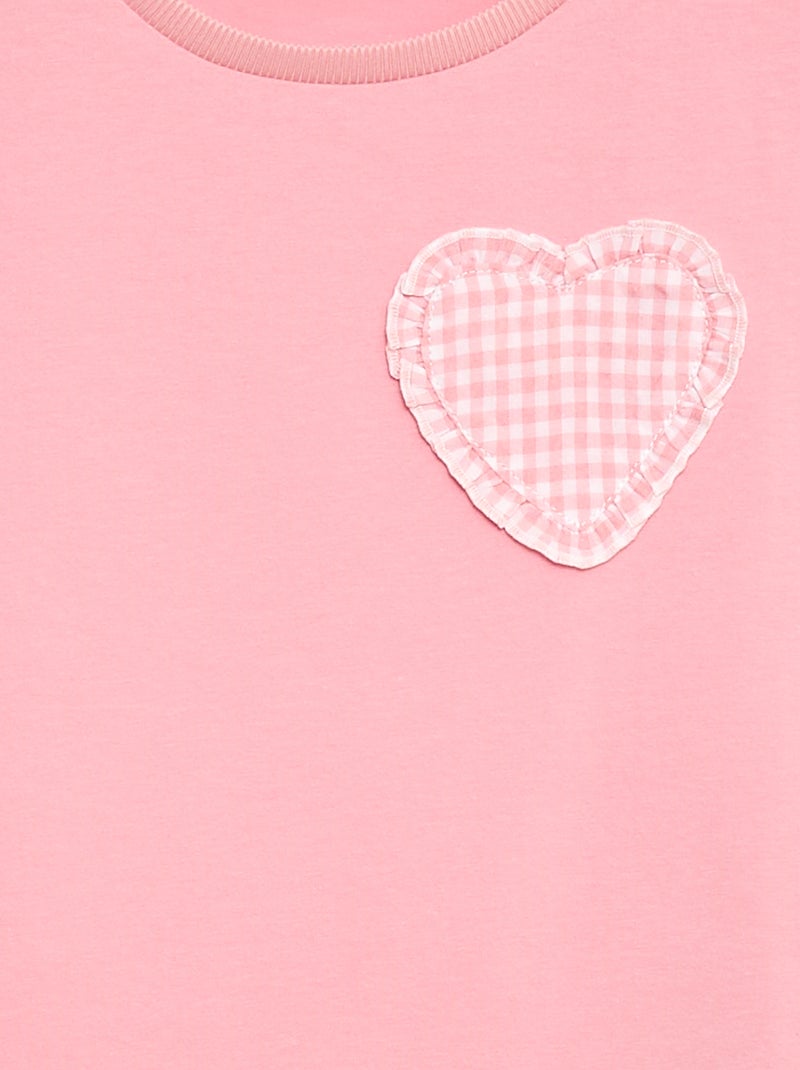 T-shirt com patch vichy Rosa - Kiabi