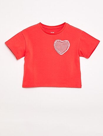 T-shirt com patch vichy