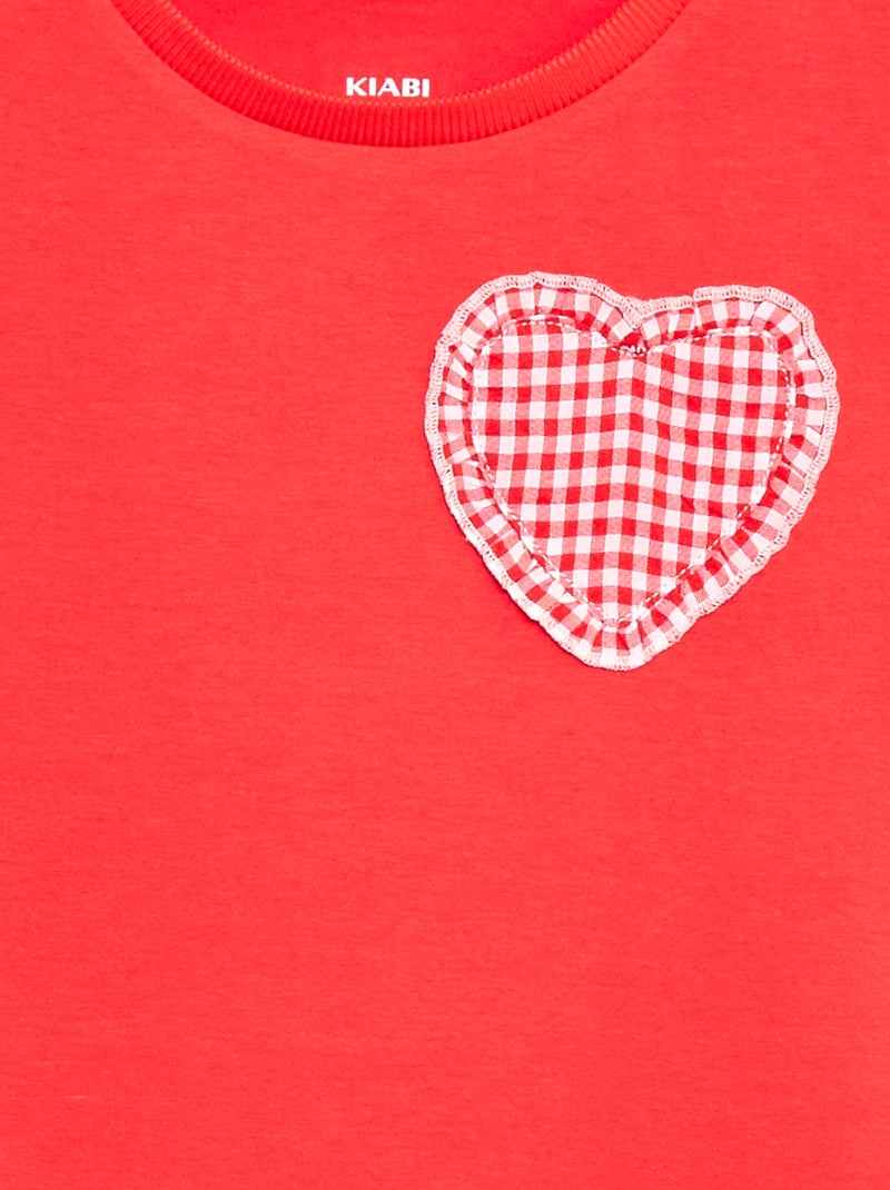 T-shirt com patch vichy Vermelho - Kiabi
