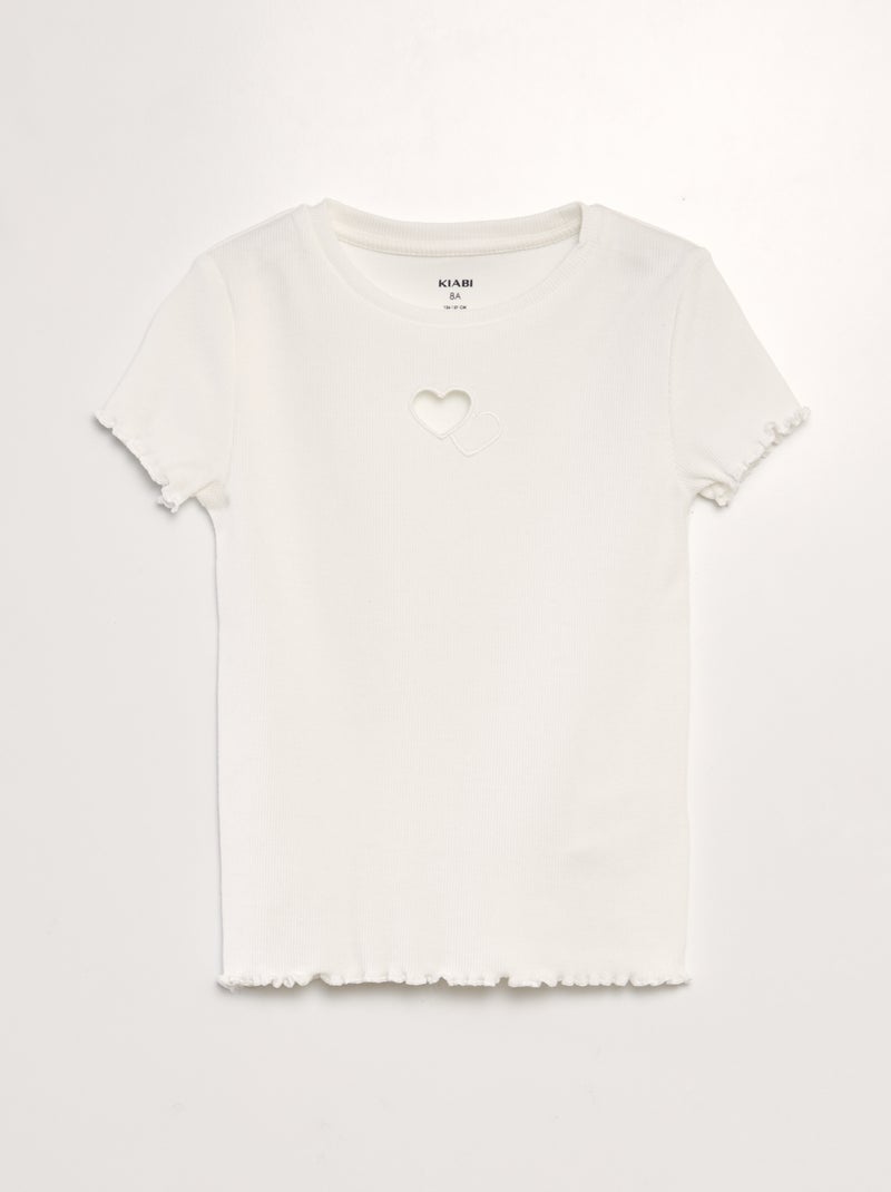 T-shirt com recorte à frente Branco - Kiabi